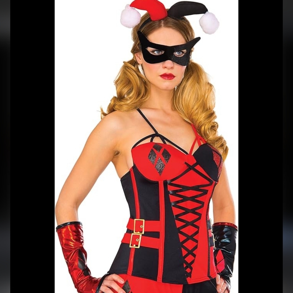 Red and Black Harley Quinn Corset Top Size M/L NWT!